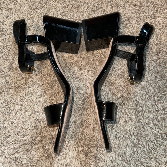 Tory Burch Laurel 65mm Leather Sandals Black Patent Leather Heel Sandals Classic - Picture 6 of 8